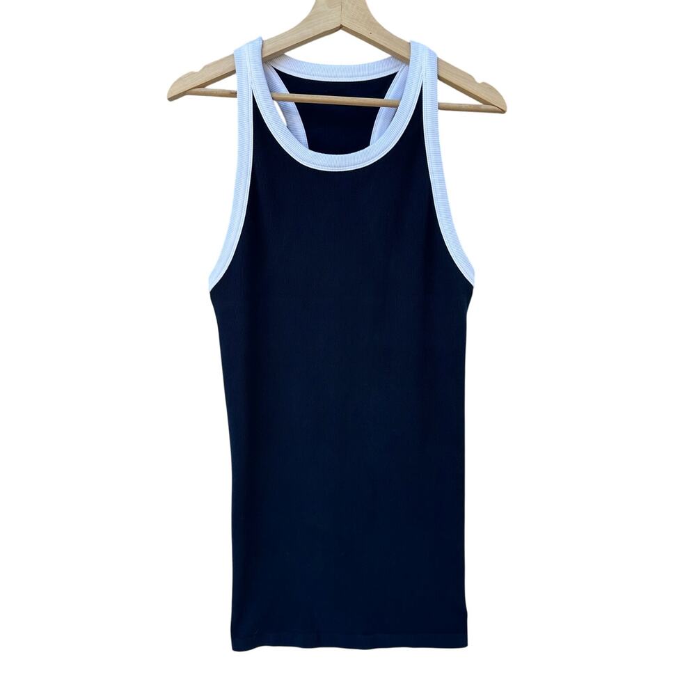 Sweaty Betty Dress Ribbed Knit Tank Navy Blue Knee Length Size Large